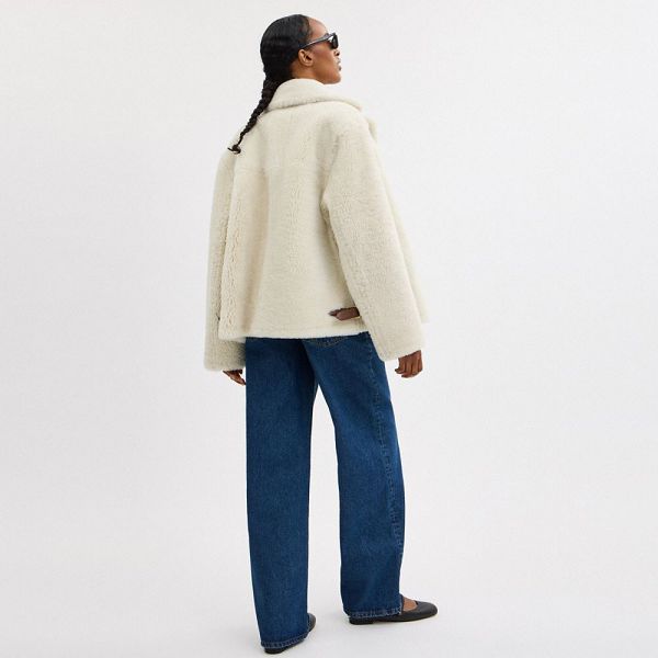 Dámské Kabáty Coach Shearling Cardi Krém | 8927036-CZ