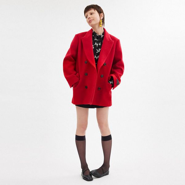 Dámské Kabáty Coach Short Červené | 7643029-CZ