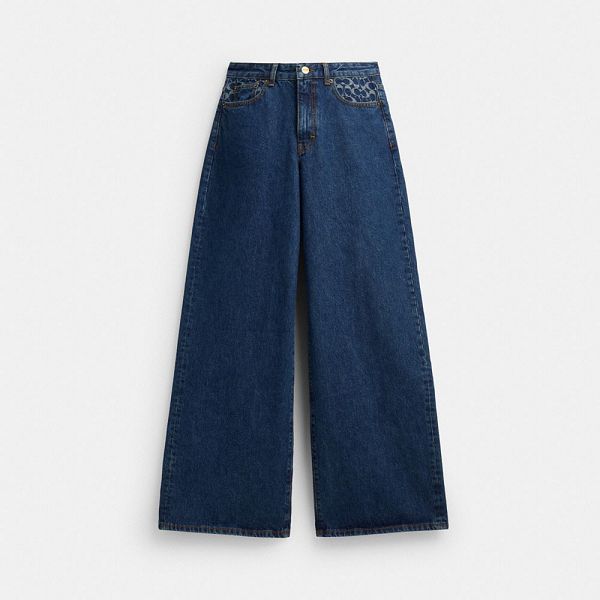 Dámské Kalhoty Coach Baggy Denim Tmavě Blankyt | 1237984-CZ
