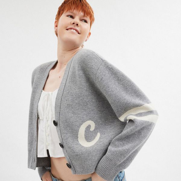 Dámské Kardigan Coach Signature Script Cropped Šedé | 7824905-CZ