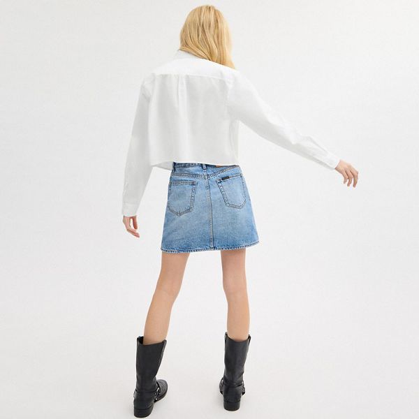 Dámské Košile Coach Cropped Button Up Bílé | 4805712-CZ