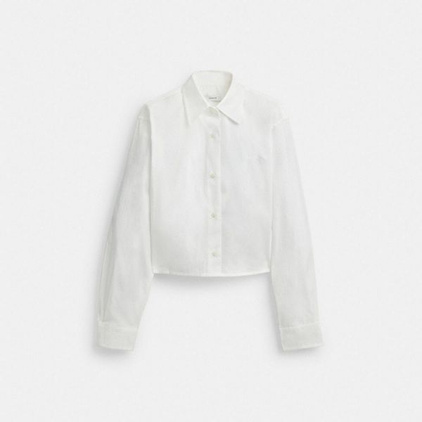 Dámské Košile Coach Cropped Button Up Bílé | 4805712-CZ