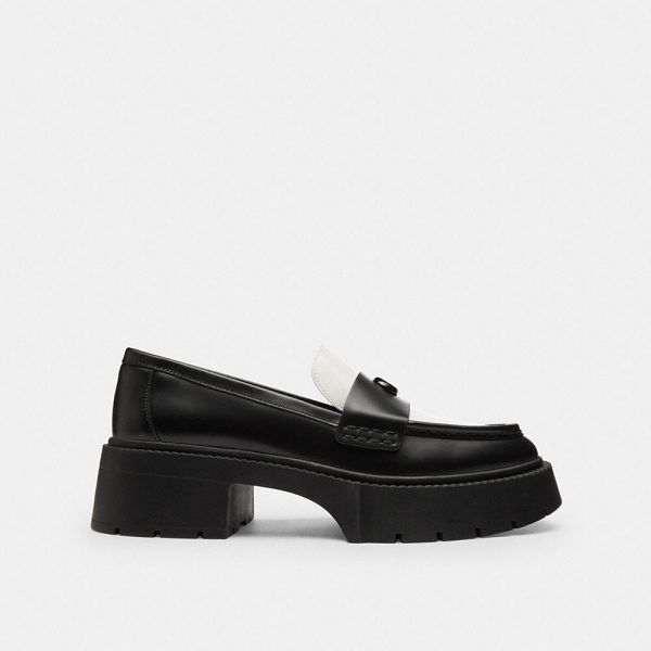 Dámské Loafers Coach Leah Platform Černé Bílé | 1697530-CZ