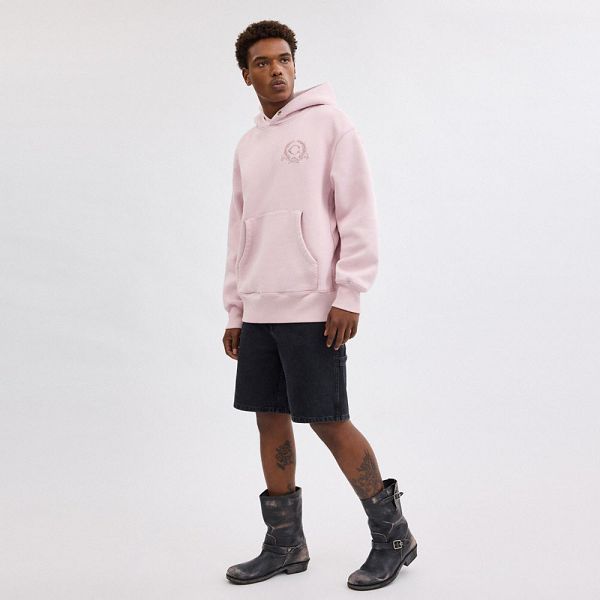 Dámské Mikina s Kapucí Coach Oversized Signature Crest In Organic Cotton Růžové | 0431798-CZ