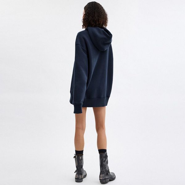 Dámské Mikina s Kapucí Coach Oversized Signature Crest In Organic Cotton Tmavě Blankyt Blankyt | 7614539-CZ