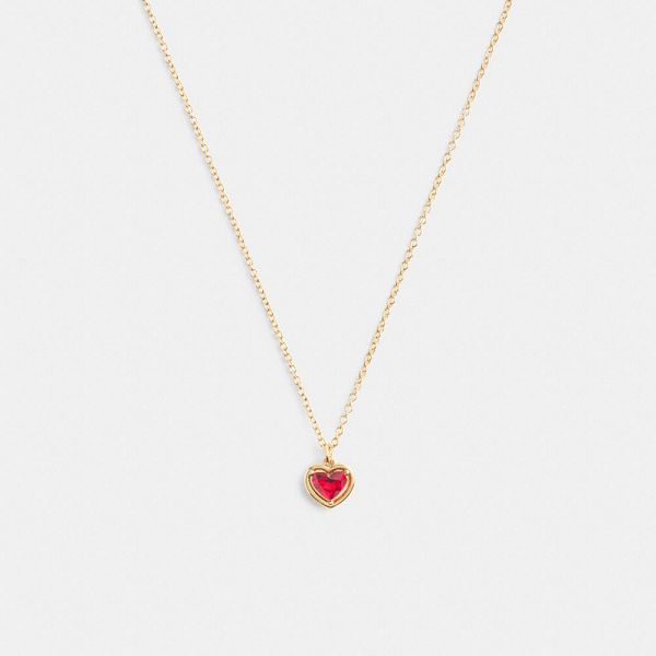 Dámské Náhrdelník Coach Halo Heart Pendant Zlaté Červené | 0721659-CZ