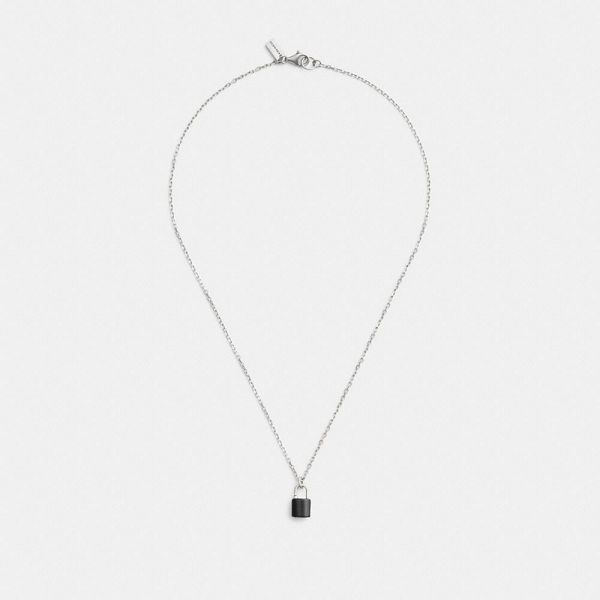 Dámské Náhrdelník Coach Padlock Pendant Stříbrné Černé | 4652193-CZ