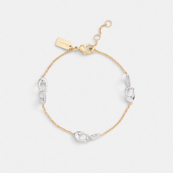Dámské Náramek Coach Pavé Signature Chain Zlaté Stříbrné | 1240385-CZ