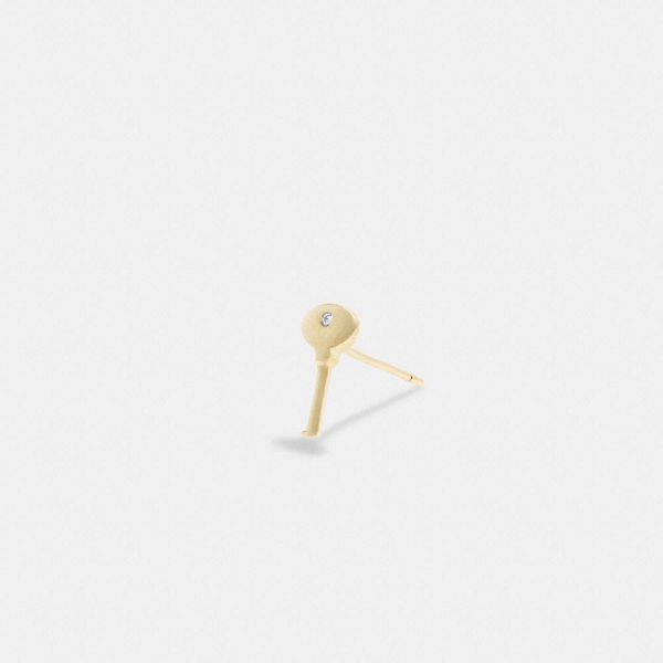Dámské Náušnice Coach 14 K Gold Key Single Stud Zlaté | 3168542-CZ