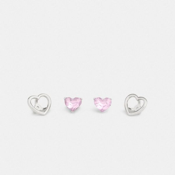 Dámské Náušnice Coach Halo Heart Stud Stříbrné Růžové | 1420596-CZ