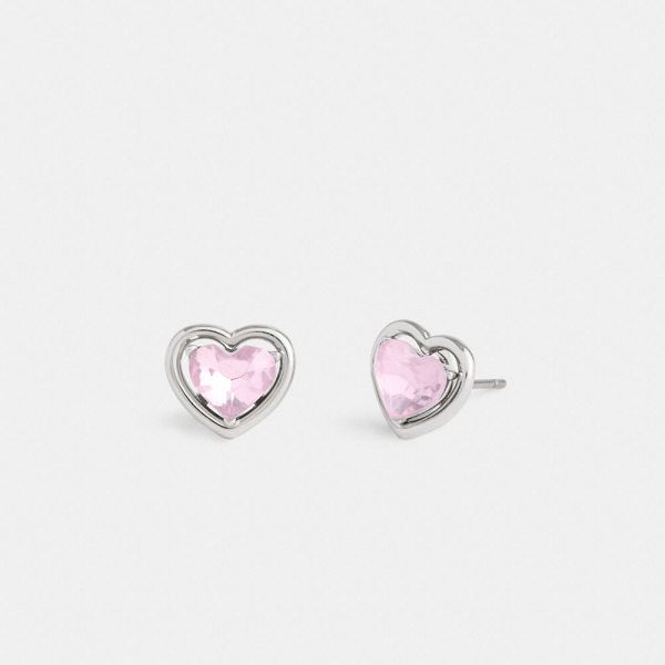 Dámské Náušnice Coach Halo Heart Stud Stříbrné Růžové | 1420596-CZ