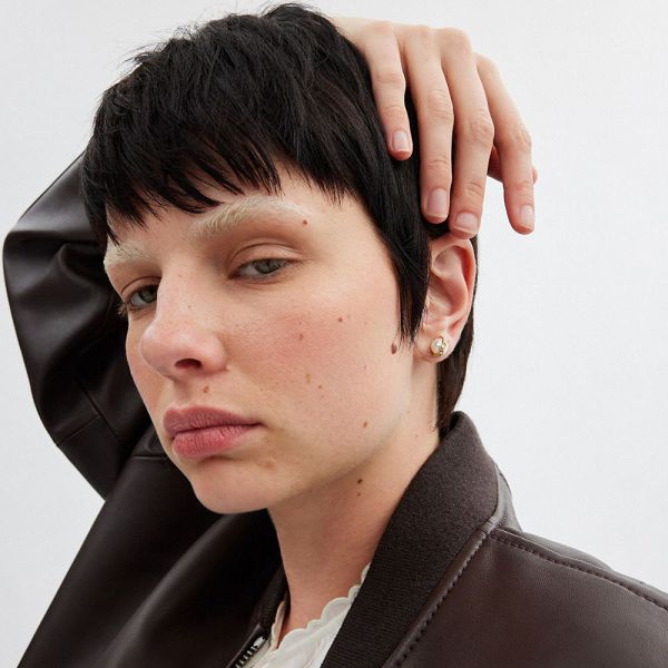 Dámské Náušnice Coach Pearl Signature Stud Zlaté | 0512967-CZ