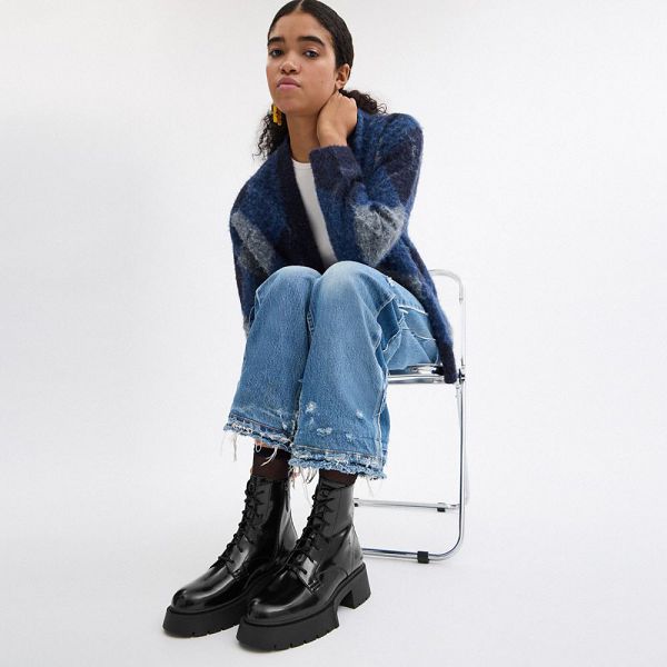 Dámské Nízké Kozačky Coach Avery Platform Černé | 5079382-CZ