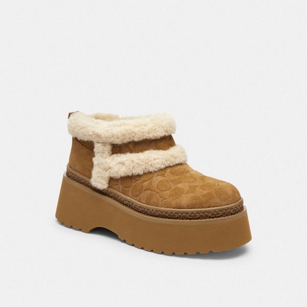 Dámské Nízké Kozačky Coach Christina In Signature Suede Hnědé | 9532687-CZ