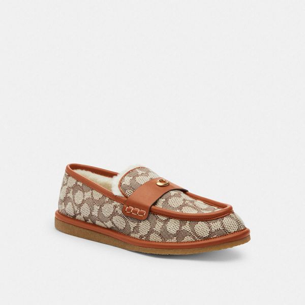 Dámské Pantofle Coach Forest In Signature Textile Jacquard Hnědé Šedé | 8354067-CZ