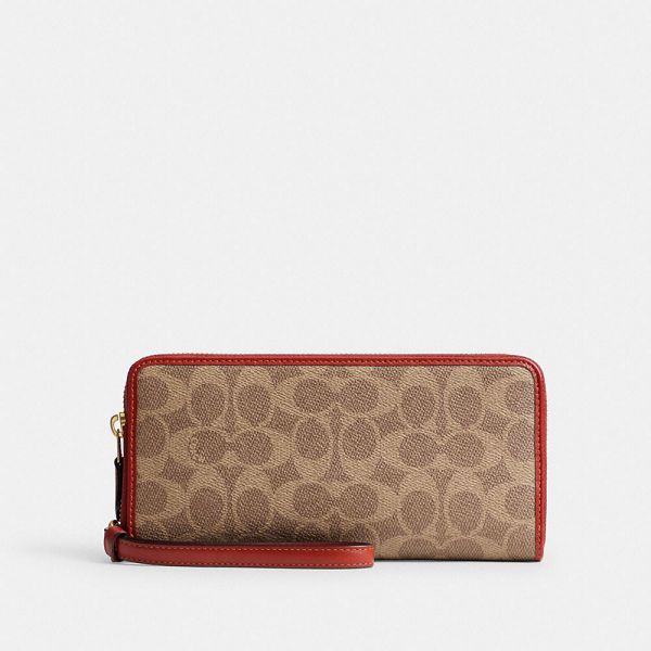Dámské Peněženka Coach Essential Continental In Signature Canvas Hnědé Červené | 6405237-CZ
