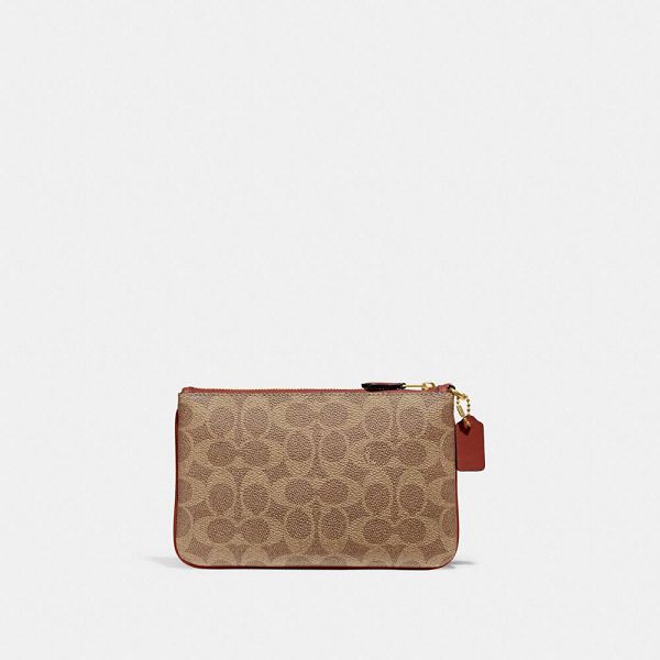 Dámské Peněženka Coach Essential Small Wristlet In Signature Canvas Hnědé Červené | 8091543-CZ