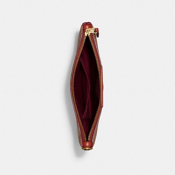 Dámské Peněženka Coach Essential Small Wristlet In Signature Canvas Hnědé Červené | 8091543-CZ
