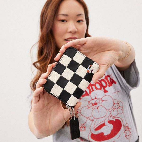 Dámské Peněženka Coach Zip Around In Checkerboard Upcrafted Leather Černé | 5679042-CZ