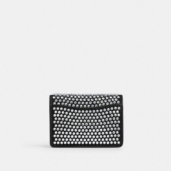 Dámské Pouzdro Na Karty Coach Essential Half Flap With Crystal Stříbrné Černé | 6570382-CZ