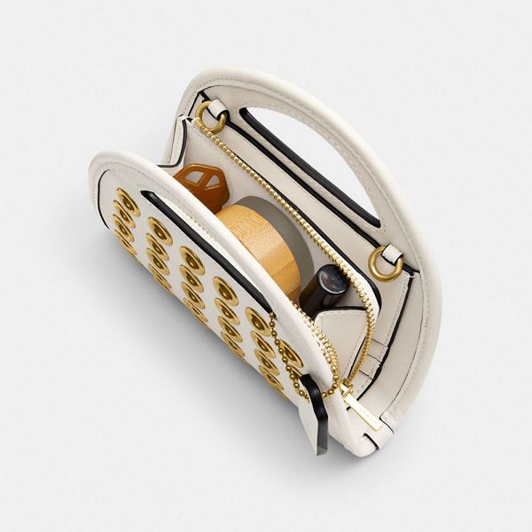 Dámské Pouzdro Na Karty Coach Top Handle With Grommets Béžový Zlaté | 6501487-CZ
