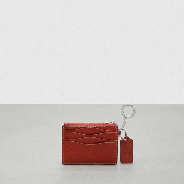 Dámské Pouzdro Na Karty Coach Wavy Zip With Key Ring In Leather Tmavě Oranžové | 4127856-CZ
