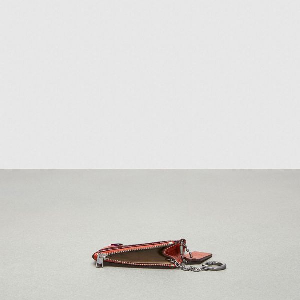 Dámské Pouzdro Na Karty Coach Wavy Zip With Key Ring In Leather Tmavě Oranžové | 4127856-CZ