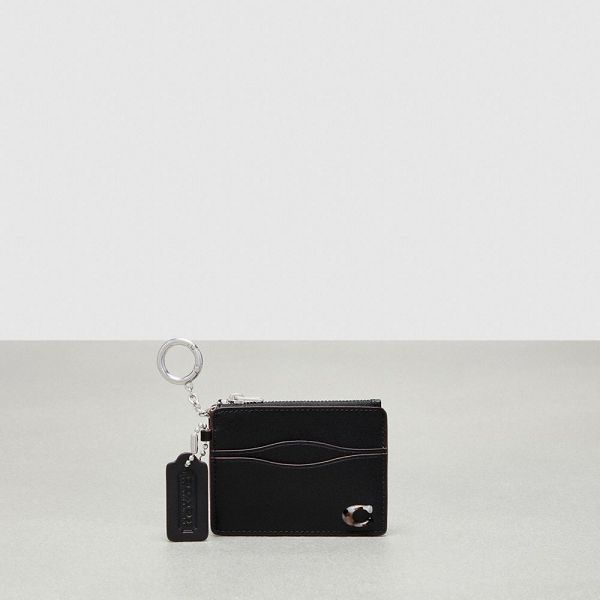 Dámské Pouzdro Na Karty Coach Wavy Zip With Key Ring Černé | 1379806-CZ