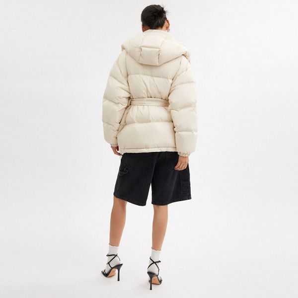 Dámské Péřová Bunda Coach Mid Length Belted In Recycled Polyamide Krém | 0432619-CZ