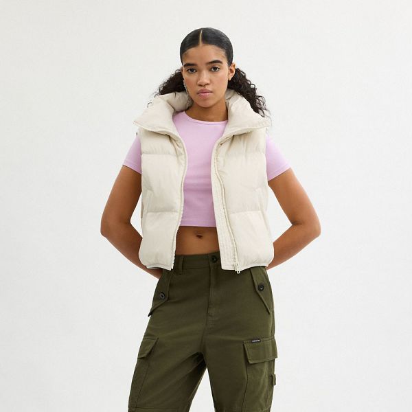 Dámské Puffer Vesta Coach Recycled Polyamide Krém | 2460183-CZ