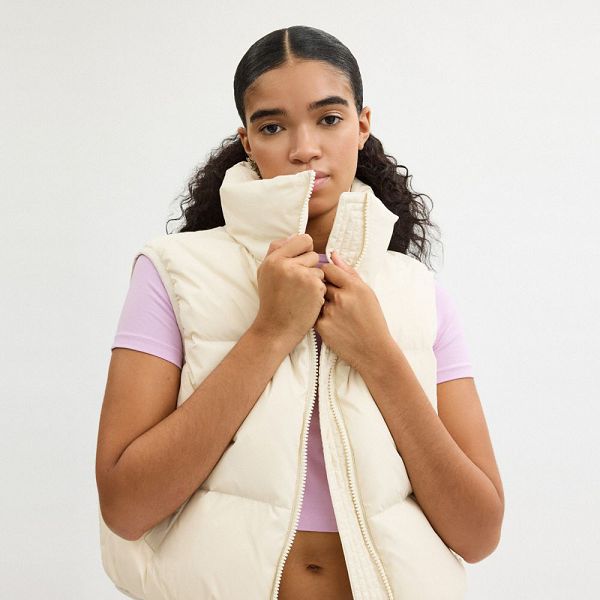 Dámské Puffer Vesta Coach Recycled Polyamide Krém | 2460183-CZ