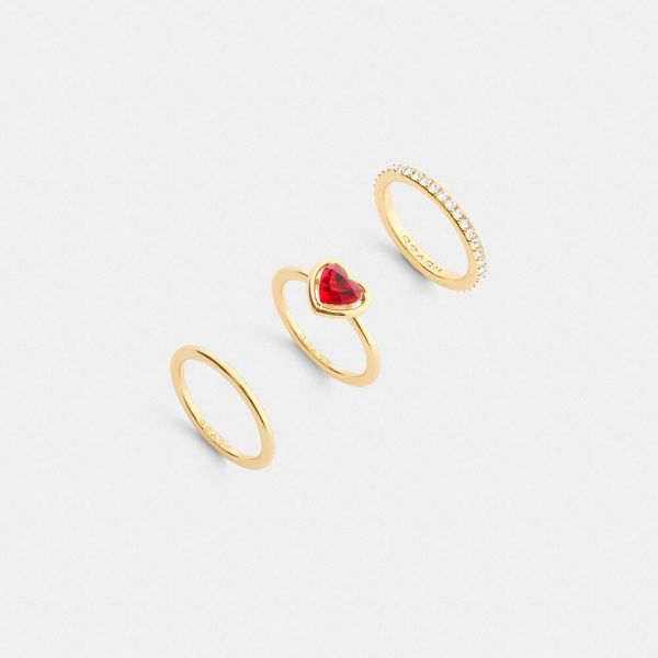 Dámské Ring Sets Coach Halo Heart Zlaté Červené | 7528436-CZ