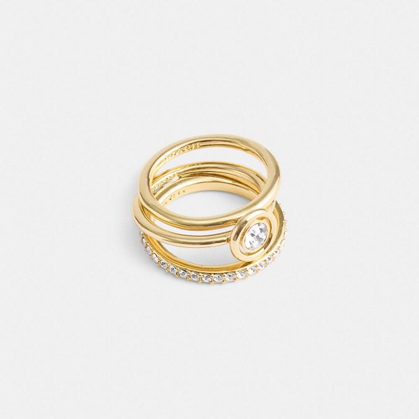 Dámské Ring Sets Coach Halo Round Zlaté | 7945803-CZ