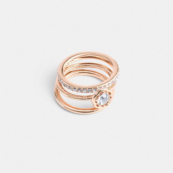 Dámské Ring Sets Coach Halo Tea Rose Růžové Zlaté | 5497832-CZ