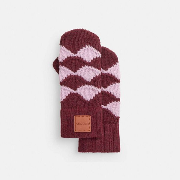 Dámské Rukavice Coach Bobble Stripe Mittens Vínové Růžové | 8056712-CZ