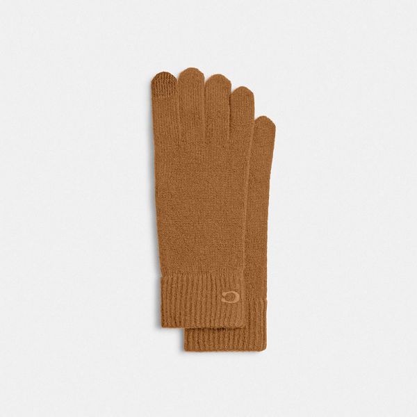 Dámské Rukavice Coach Knit Tech Oranžové Hnědé | 7095368-CZ