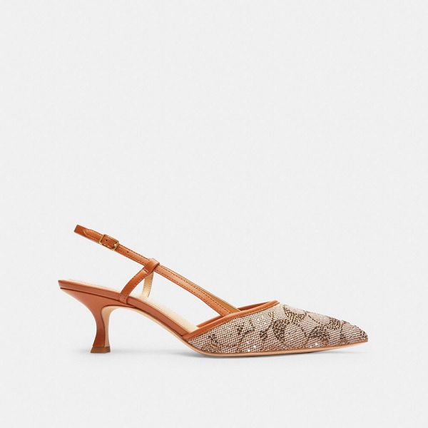 Dámské Slingback Shoes Coach Rosie In Crystal Signature Jacquard Hnědé Šedé | 5109426-CZ