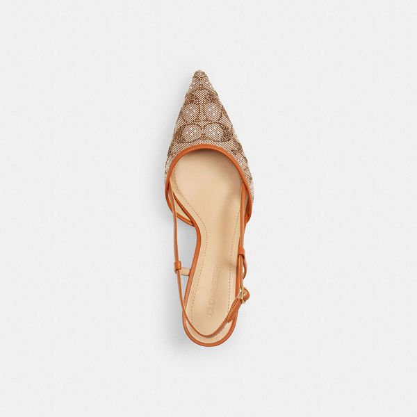 Dámské Slingback Shoes Coach Rosie In Crystal Signature Jacquard Hnědé Šedé | 5109426-CZ