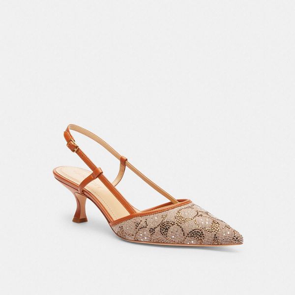 Dámské Slingback Shoes Coach Rosie In Crystal Signature Jacquard Hnědé Šedé | 5109426-CZ