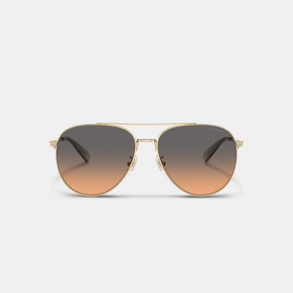 Dámské Sluneční Brýle Coach C Hardware Metal Pilot Růžové | 9236054-CZ