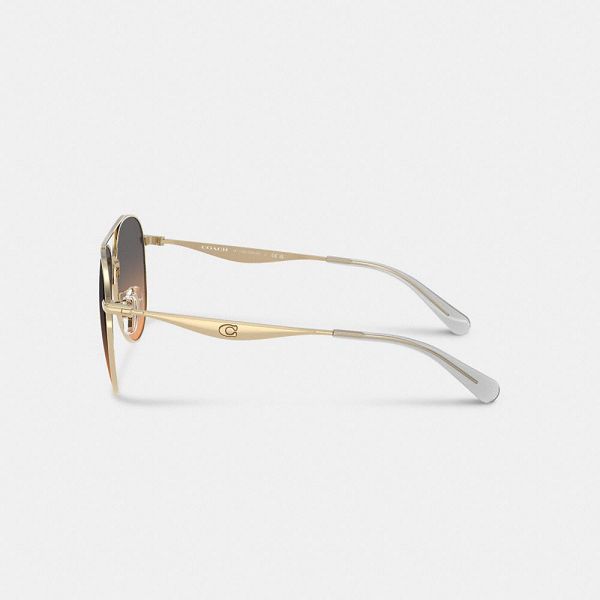 Dámské Sluneční Brýle Coach C Hardware Metal Pilot Růžové | 9236054-CZ