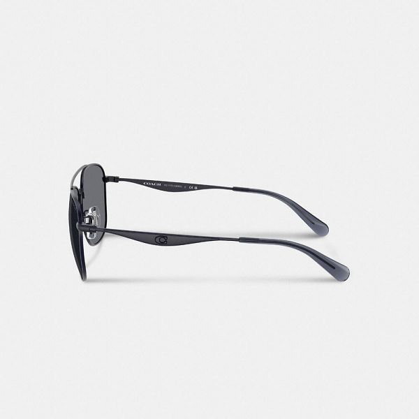Dámské Sluneční Brýle Coach C Hardware Metal Pilot Černé Blankyt | 0196524-CZ