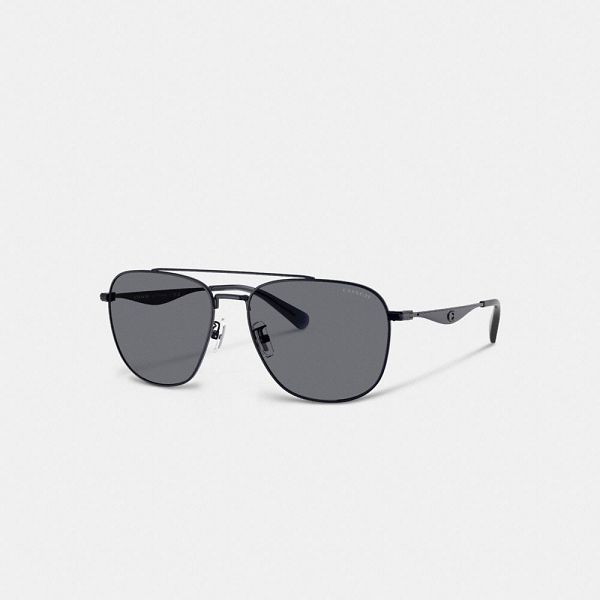 Dámské Sluneční Brýle Coach C Hardware Metal Pilot Černé Blankyt | 0196524-CZ