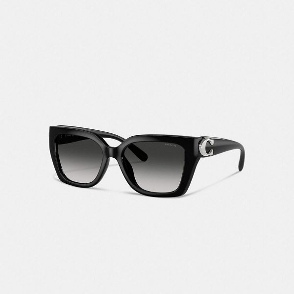 Dámské Sluneční Brýle Coach Full Fit Idol Square Cat Eye Černé | 0263148-CZ
