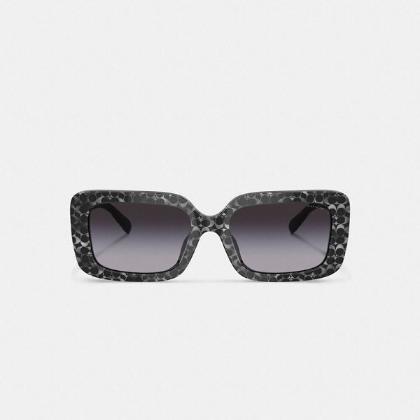 Dámské Sluneční Brýle Coach Signature Oversized Rectangle Stříbrné | 6085312-CZ