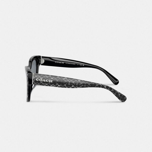 Dámské Sluneční Brýle Coach Signature Oversized Rectangle Stříbrné | 6085312-CZ