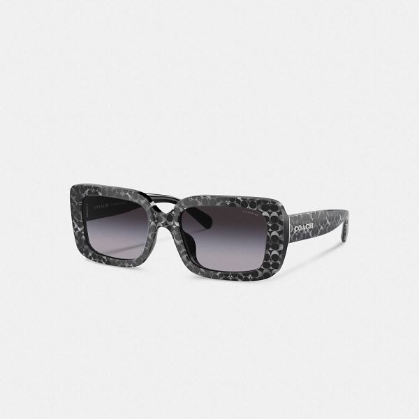 Dámské Sluneční Brýle Coach Signature Oversized Rectangle Stříbrné | 6085312-CZ
