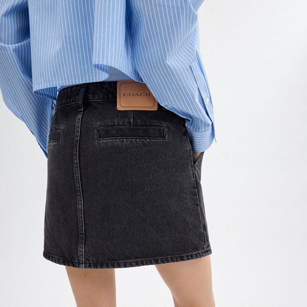 Dámské Sukně Coach Denim In Organic Cotton Černé | 1894672-CZ