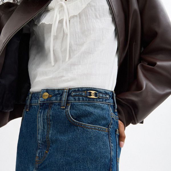 Dámské Sukně Coach Heritage C Denim Maxi Tmavě Blankyt | 2087643-CZ
