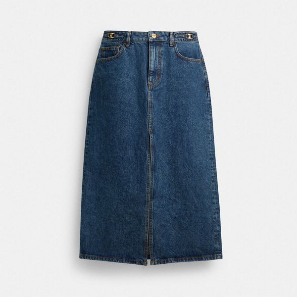 Dámské Sukně Coach Heritage C Denim Maxi Tmavě Blankyt | 2087643-CZ